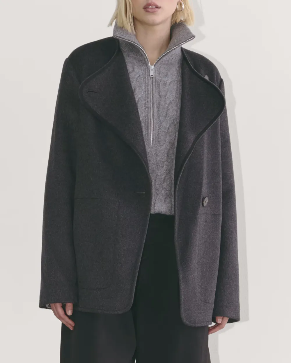 Short Wool Coat With Lapel