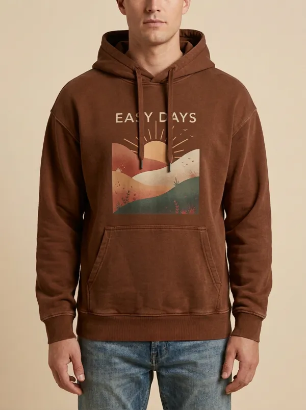 Men's Nature Lover Easy Days Desert Sunset Print Hoodie