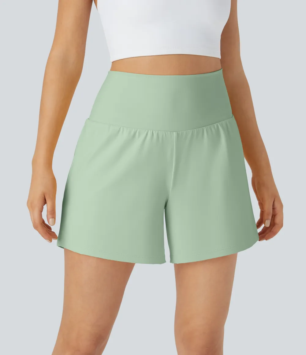 2026🔥 UK Super High Waisted Back Pocket & Side Hidden Pocket 2-in-1 Yoga Shorts