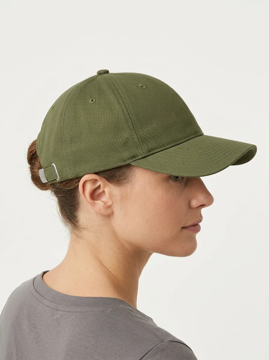 Unisex Minimalist Olive Green Plain Cotton Baseball Cap