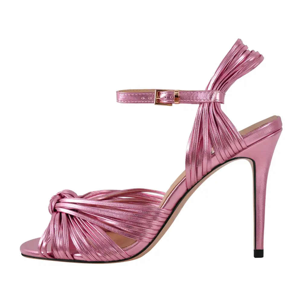 Round Toe Buckle Strap Stiletto Sandals