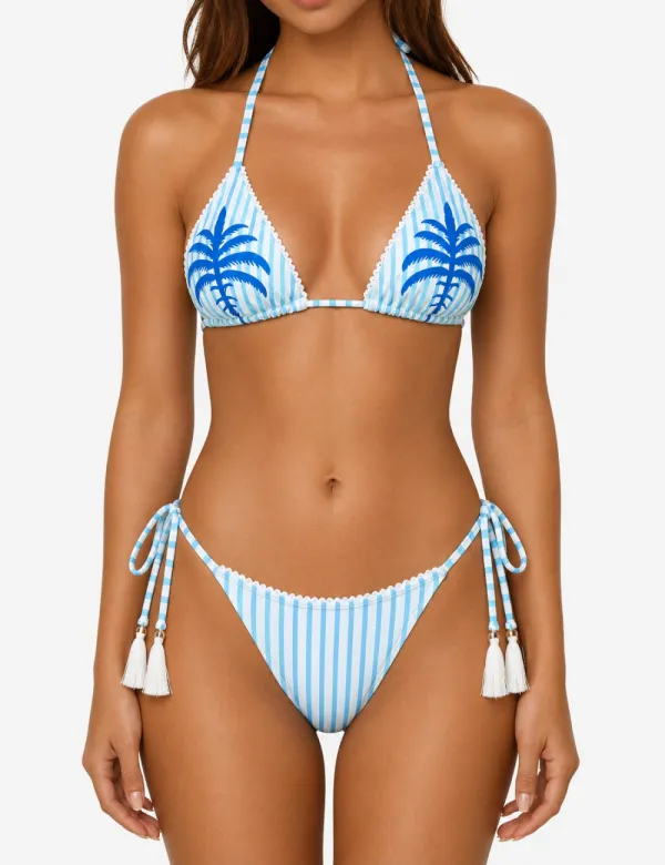 Palm Halter Triangle Two Piece Bikini Set