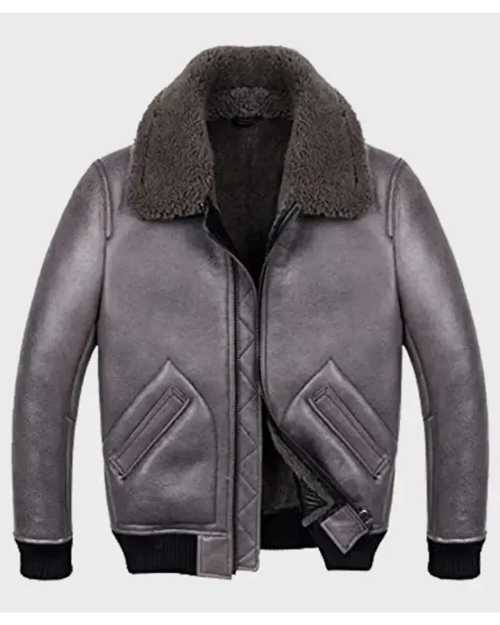 Modern Aviator Bomber Flight Shearling Jacket