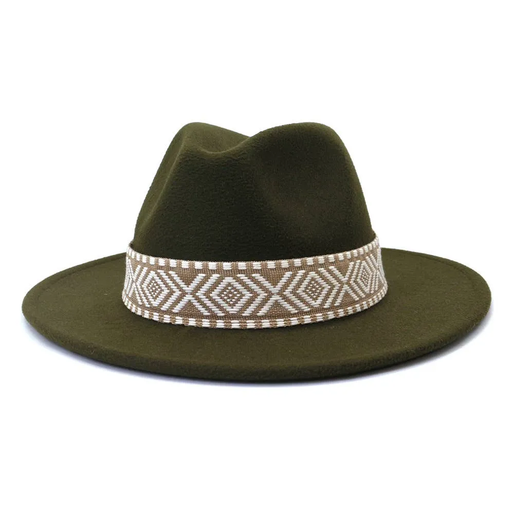 Belt Retro Flat Fedora Hat
