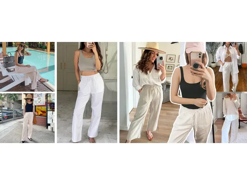 Women's Cotton Linen Summer Palazzo Pants