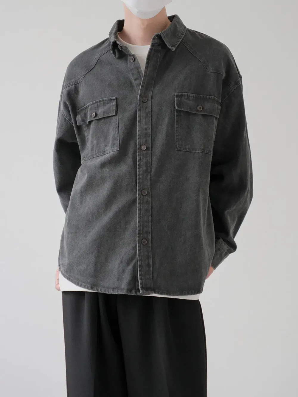 Heavy Washed Pocket Denim Shirt