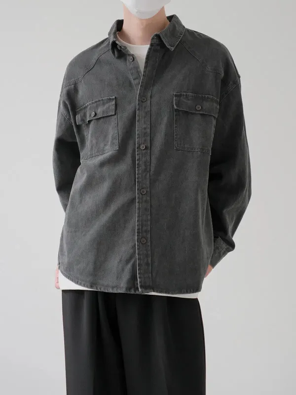 Heavy Washed Pocket Denim Shirt