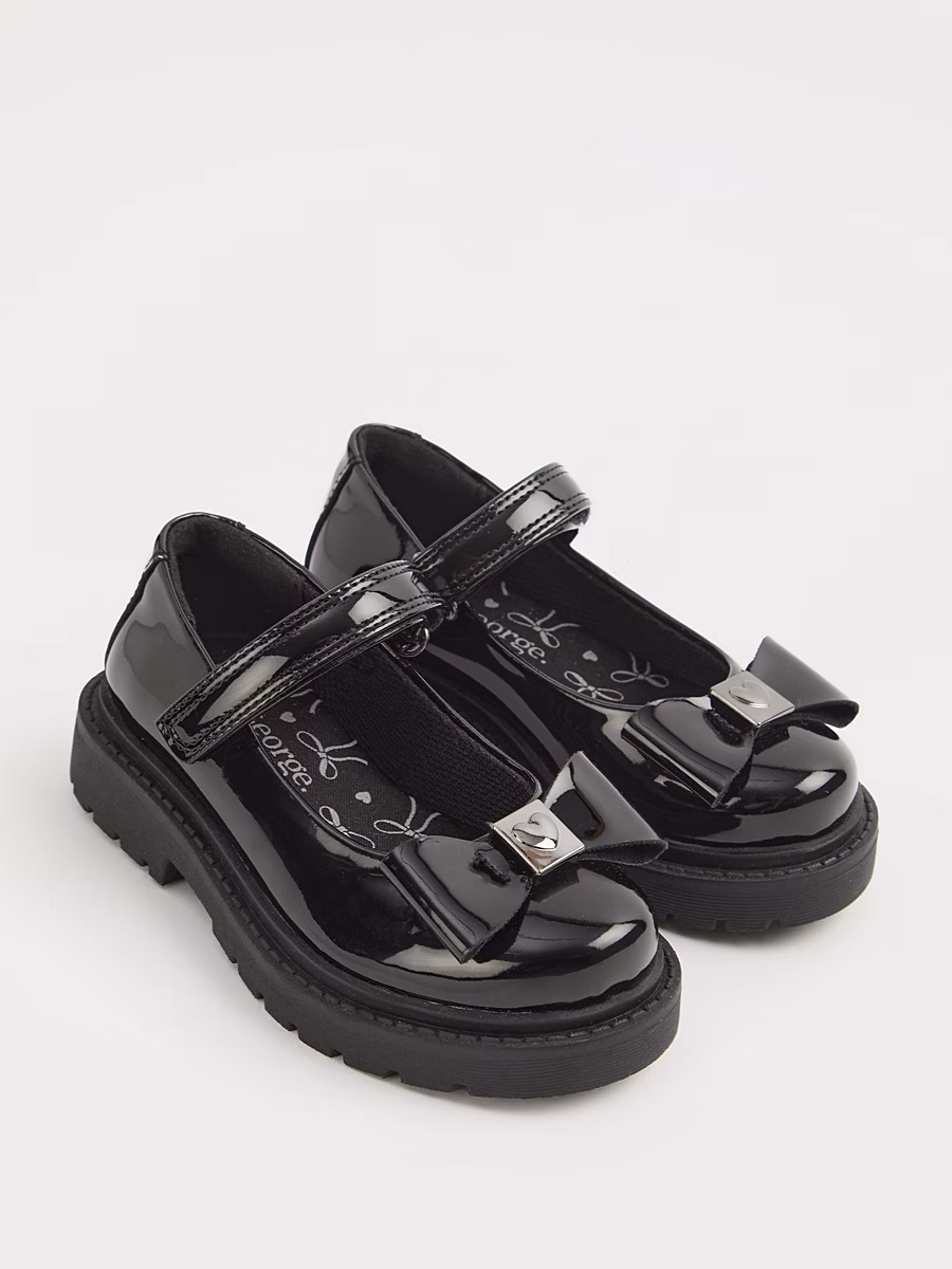Black Patent Bow Detail Mary Jane School Shoes detail 2