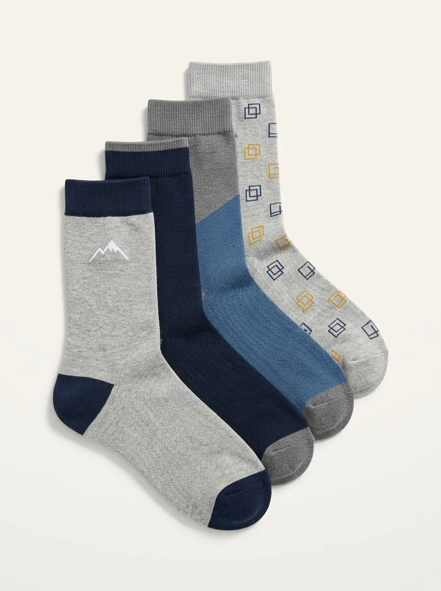 Relaxed Geometric Mountain Graphic Style Men's Four Pair Socks