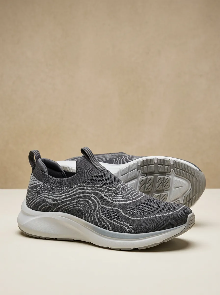 Unisex Casual Minimalist Topographic Print Sneakers