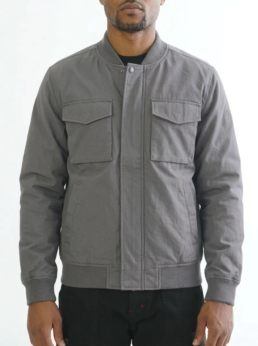Men's Casual Tactical Grey Multi-Pocket Bomber Jacket