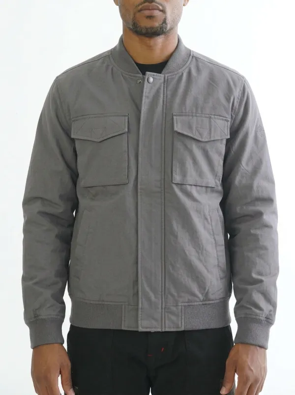 Men's Casual Tactical Grey Multi-Pocket Bomber Jacket