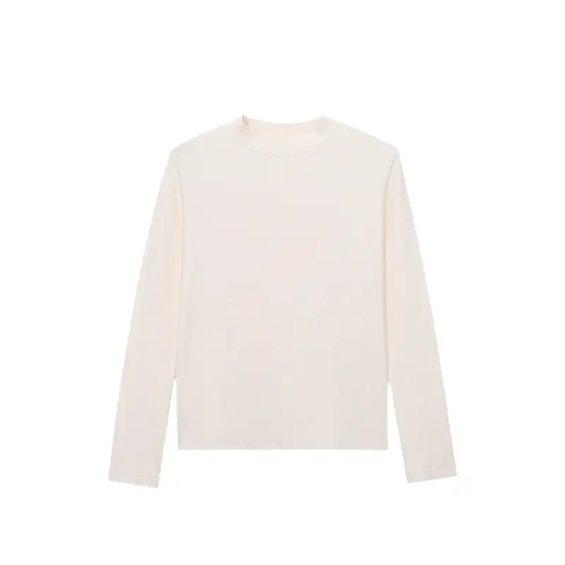 Cozy Simple Semi-High Neck Long Sleeve T-Shirt