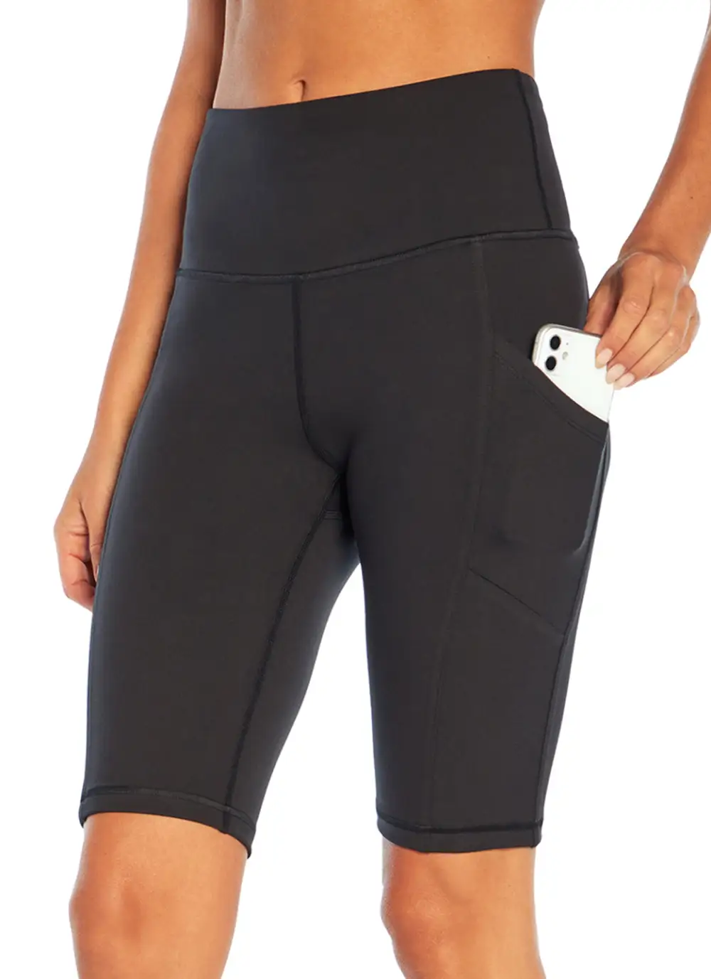 Mesh Waist Longline Yoga Shorts