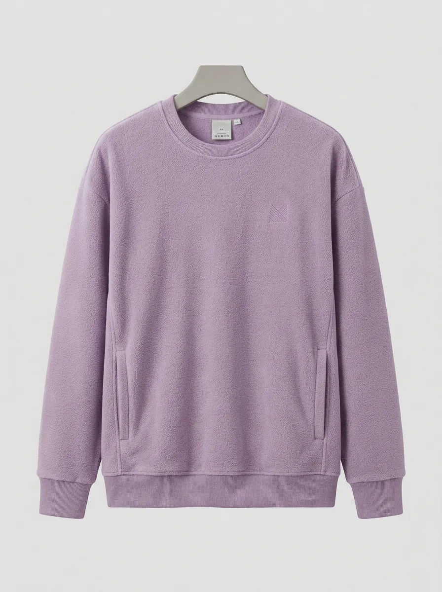 Performance-Inspired Minimalist Embroidered Active Look Men's Fleece Crewneck Sweatshirt