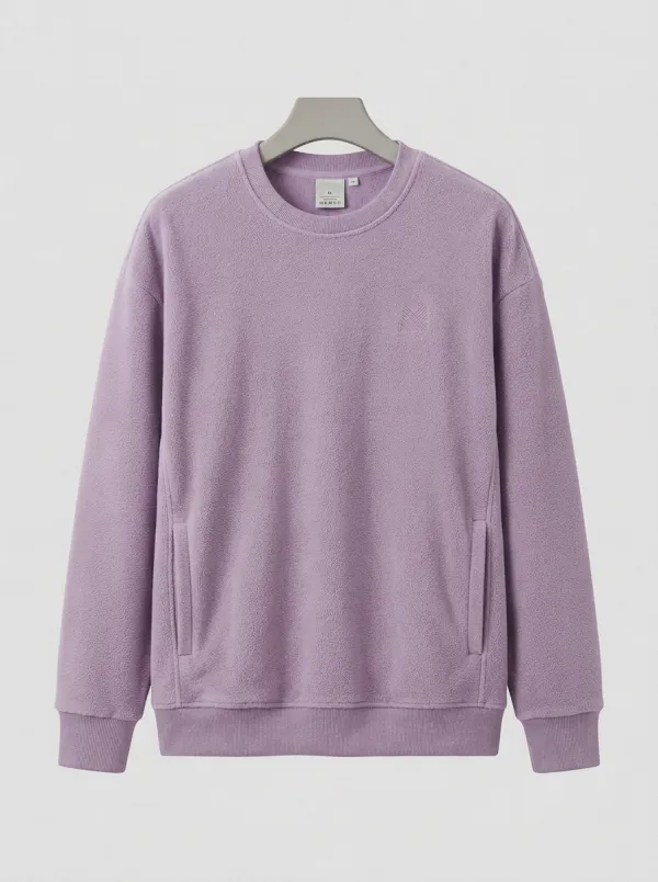 Performance-Inspired Minimalist Embroidered Active Look Men's Fleece Crewneck Sweatshirt