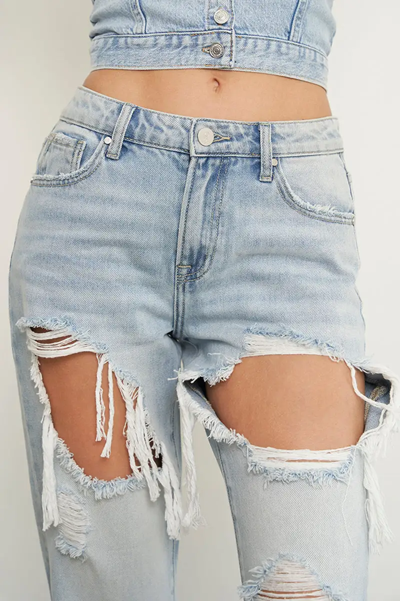 High Rise Ripped Baggy Jeans