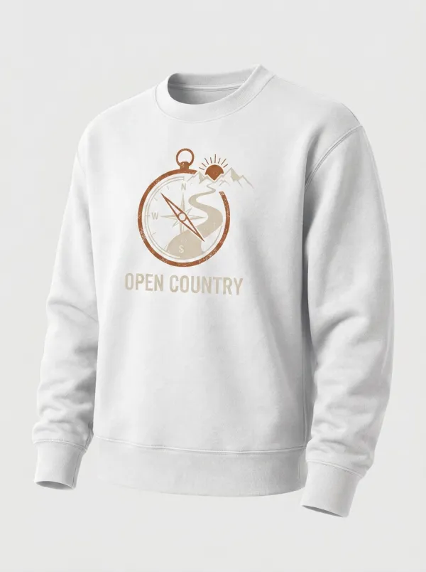 Unisex Outdoor Adventure Compass Mountain Printed Sweatshirt