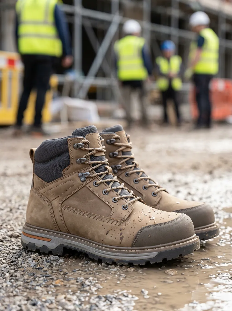 Practical Leather-Look Men's Waterproof Work Boots