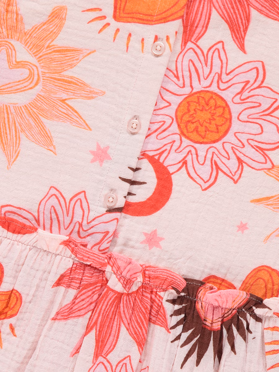 Cream Floral Woven Sleeveless Dress detail 1