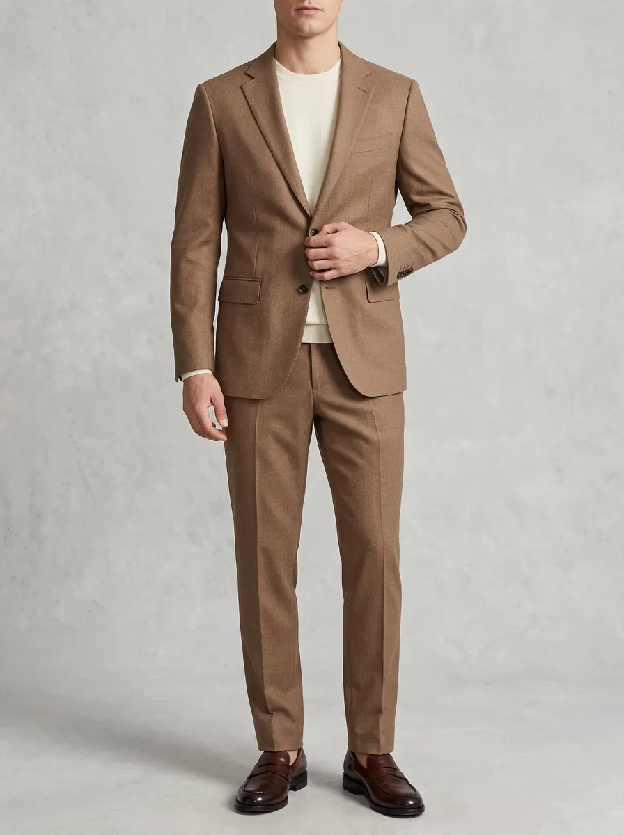 Men's Camel Two-Button Tailored Suit