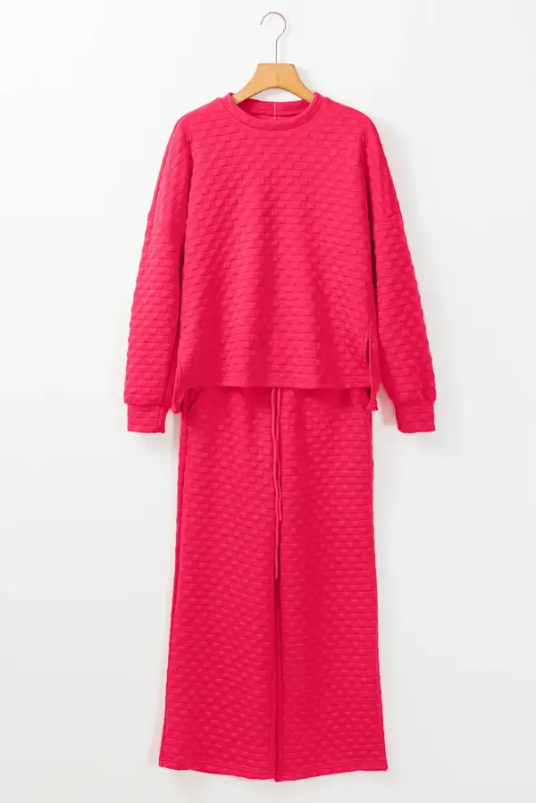 High-Low Round Neck Top And Pants Set