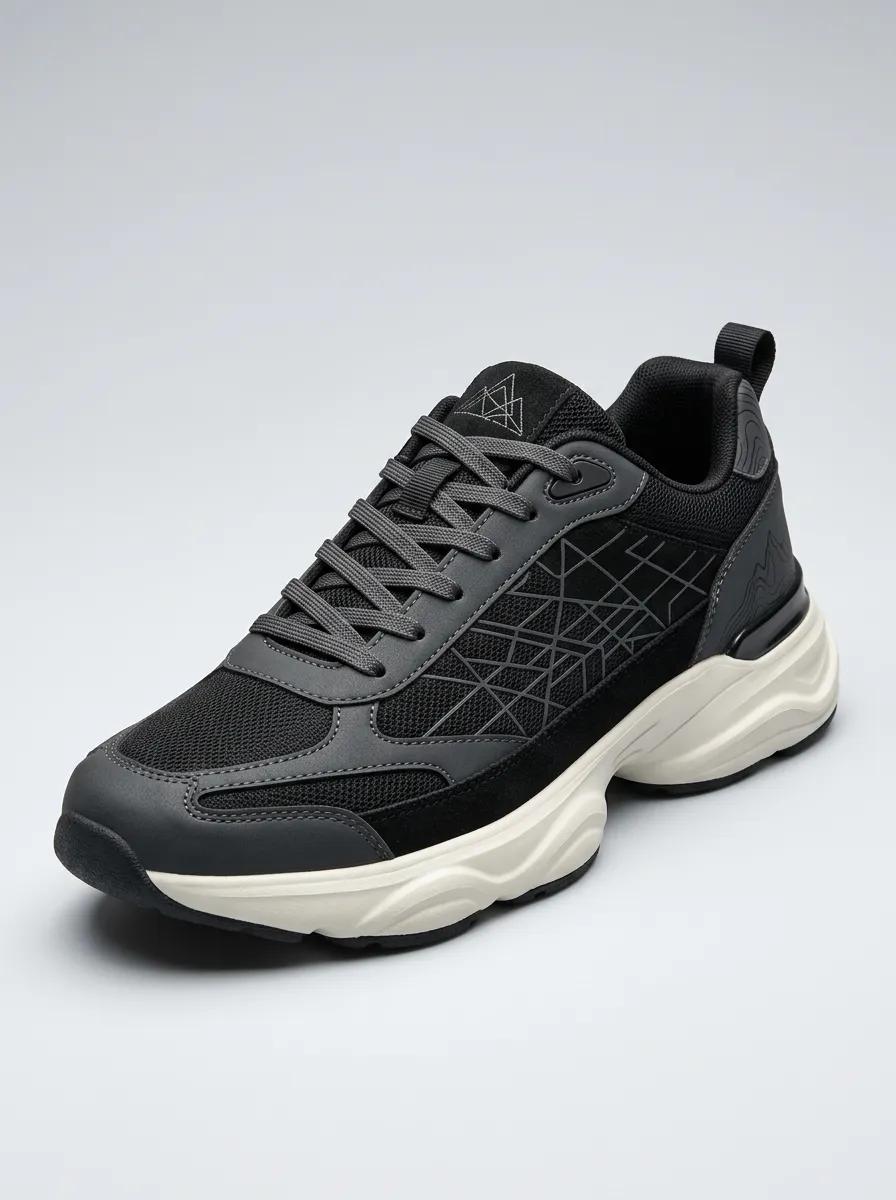 Men's Off-White Geometric Mountain Athletic Sneakers