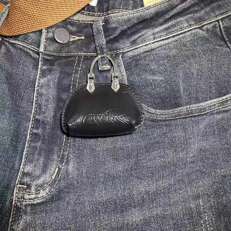Vintage Leather Keychain Cute Shell Bag Charm