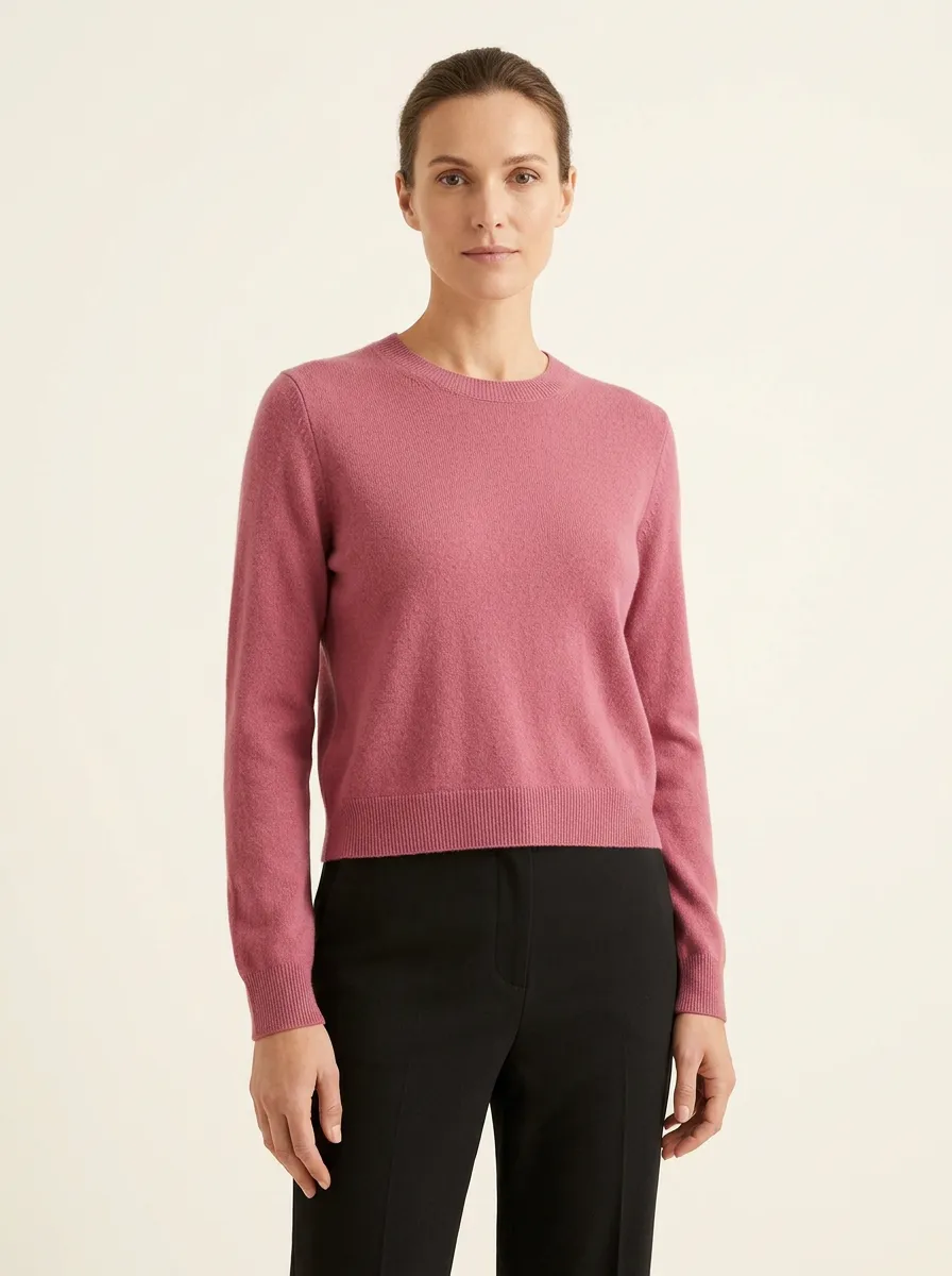 Women's Dusty Rose Crew Neck Knit Sweater