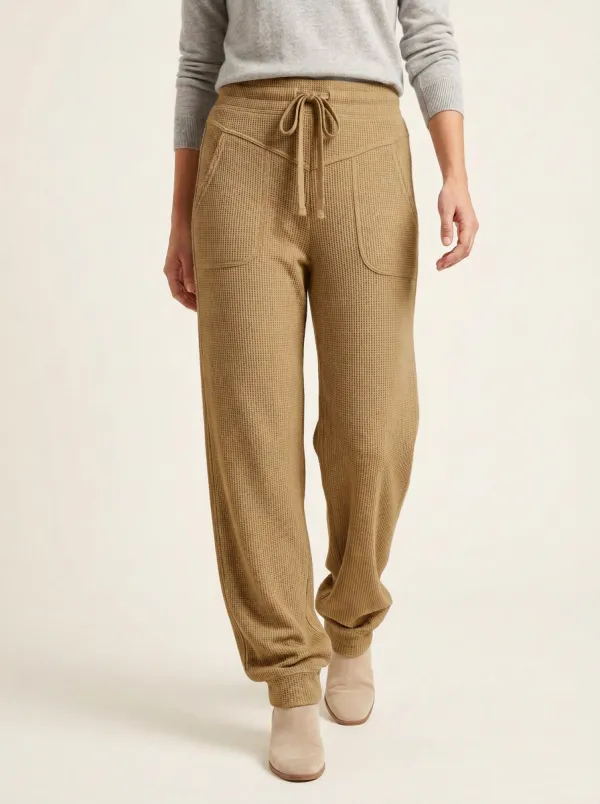 Women's Casual Waffle Knit Drawstring Jogger Pants