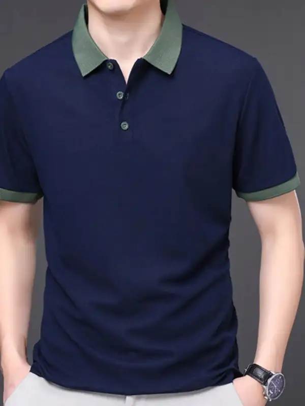 Everyday Contrast Detail Collared Short Sleeve Polo Shirt