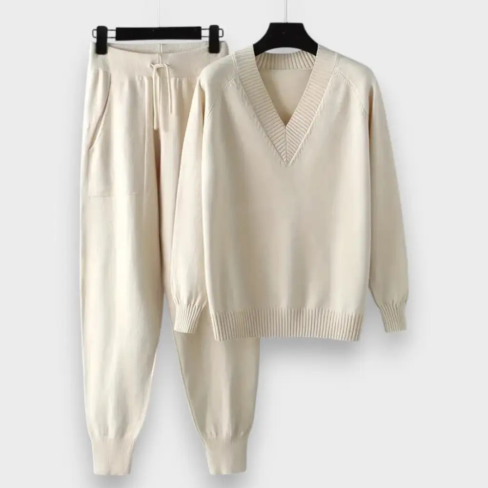 V-Neck Knit Two Piece Set