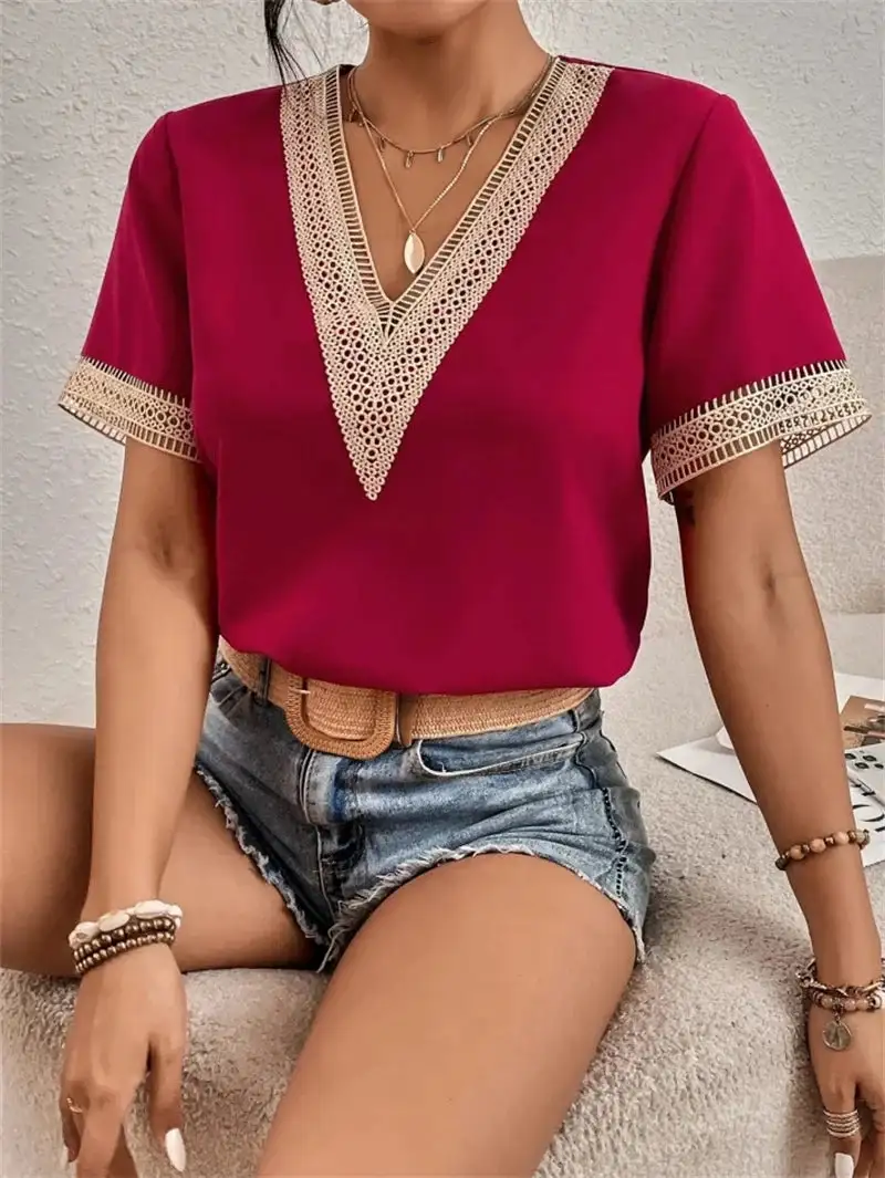 Lace V Neck Top