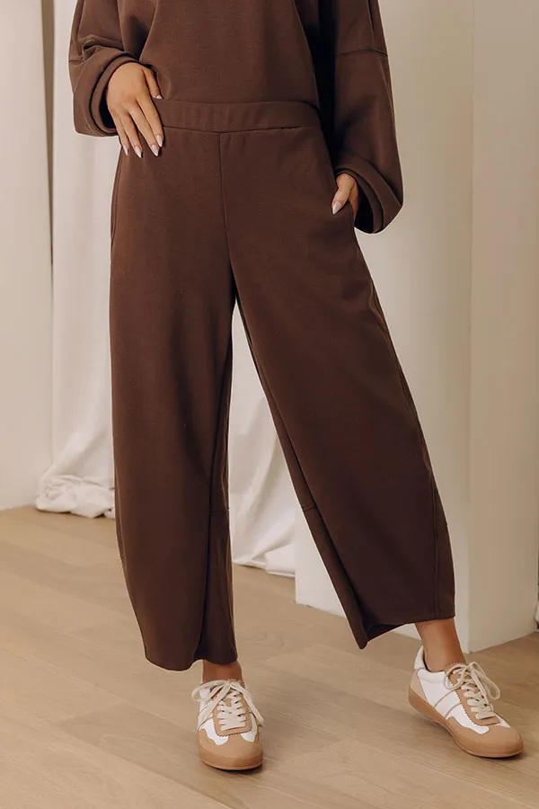 Mid Rise Relaxed Barrel Leg Scuba Knit Modal Blend Elastic Waist Pants