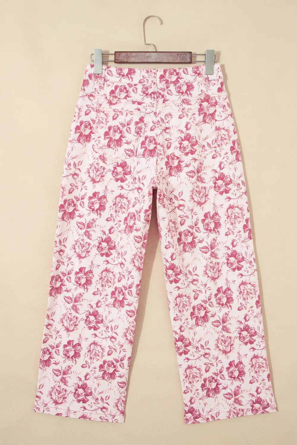 Women's Vintage Floral Print Denim Shift Pants