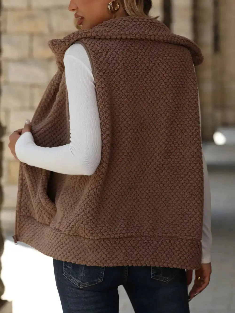 Layered Zip-Up Vest Coat