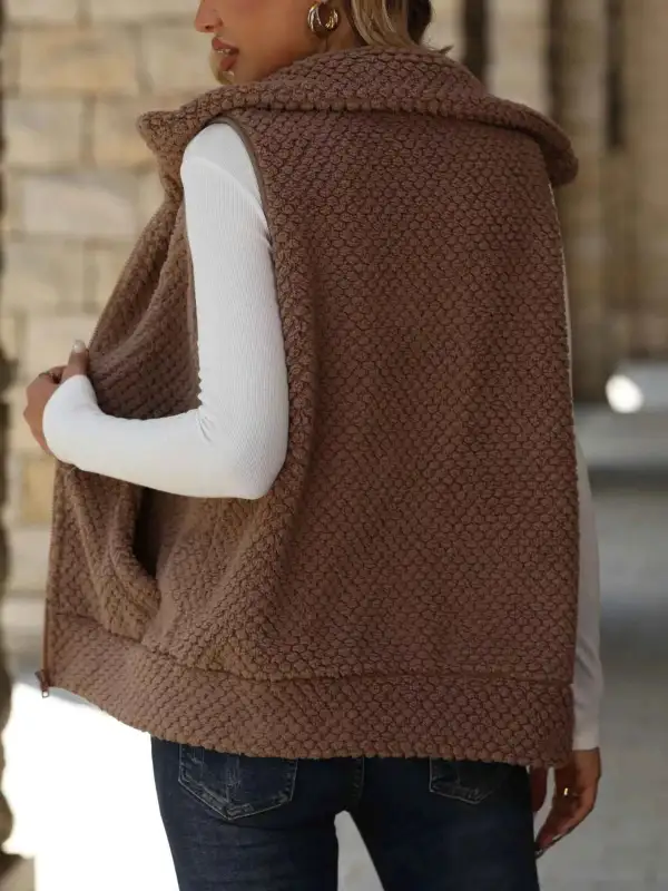 Layered Zip-Up Vest Coat