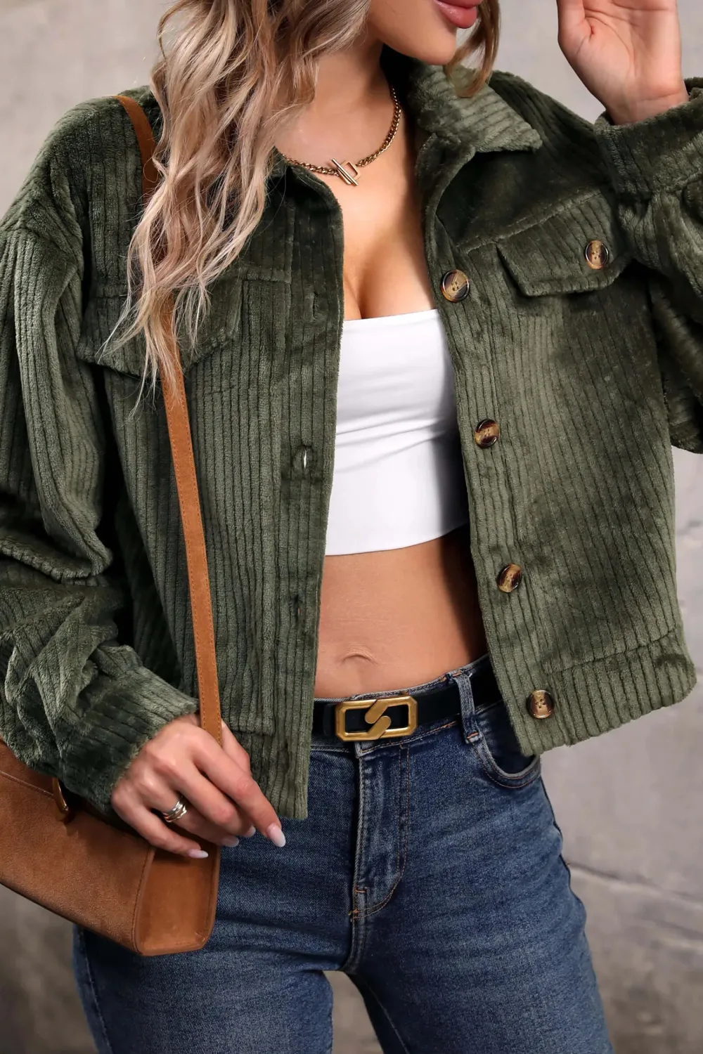 Corduroy Cropped Shacket