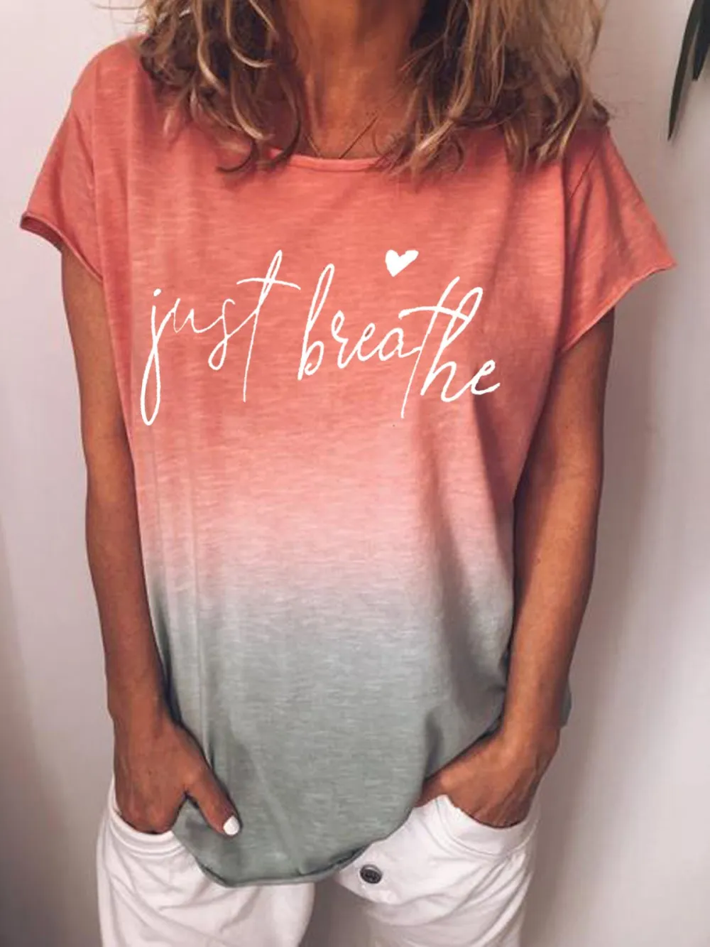 Letter Crew Neck Casual Shirts & Tops