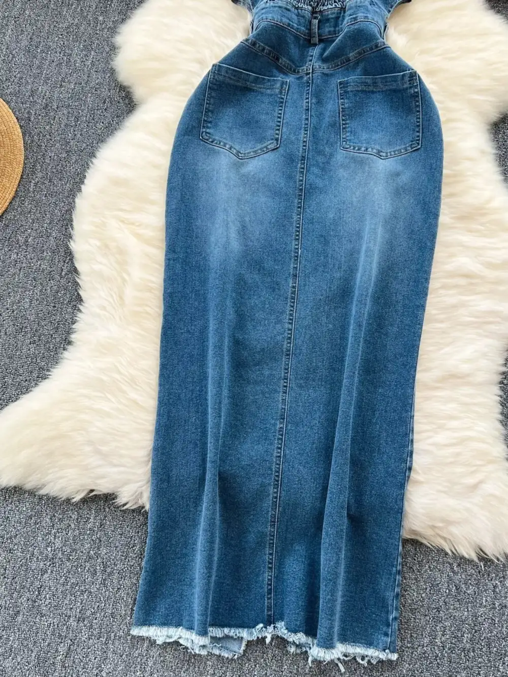 Denim Slit Sleeveless Dress Casual