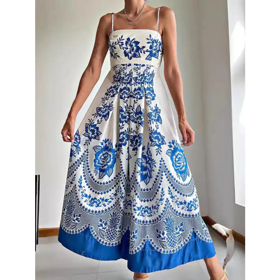 Easy Printed Spaghetti Strap Maxi Dress