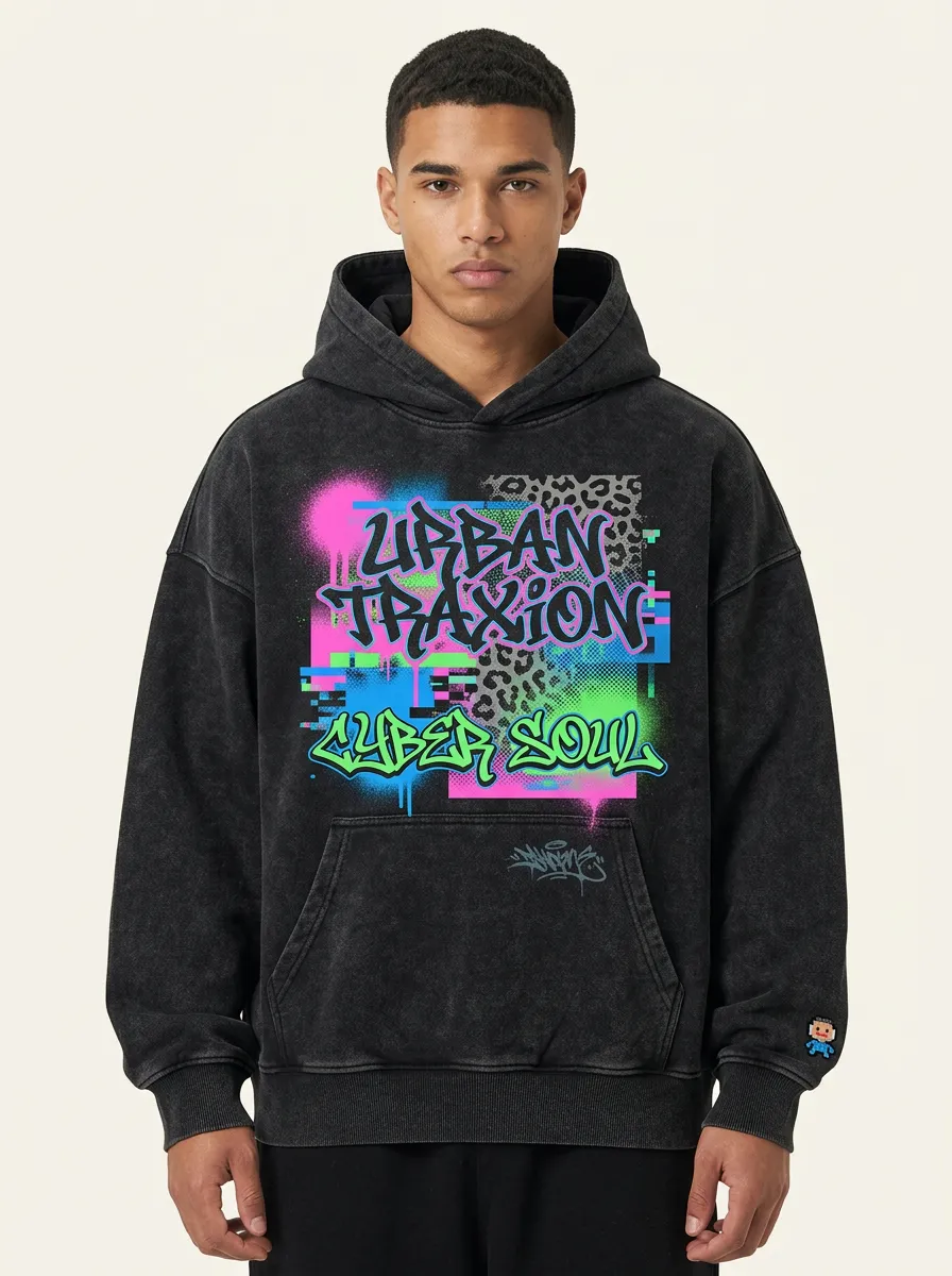 Unisex Modern Streetwear Graffiti Leopard Hoodie