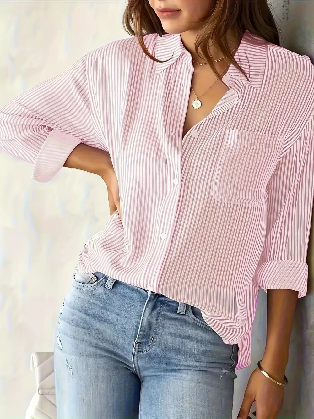 Striped Button Down Relaxed Fit Shirt
