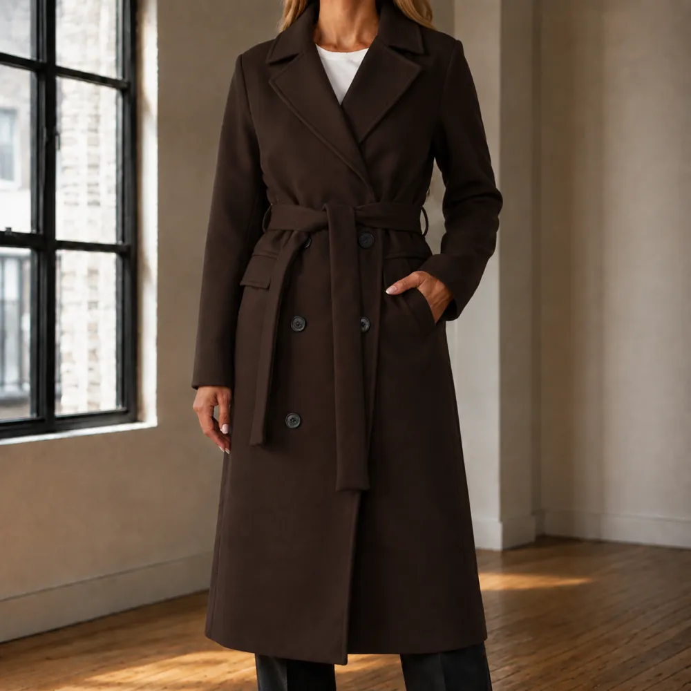 Double-Breasted Longline Overcoat