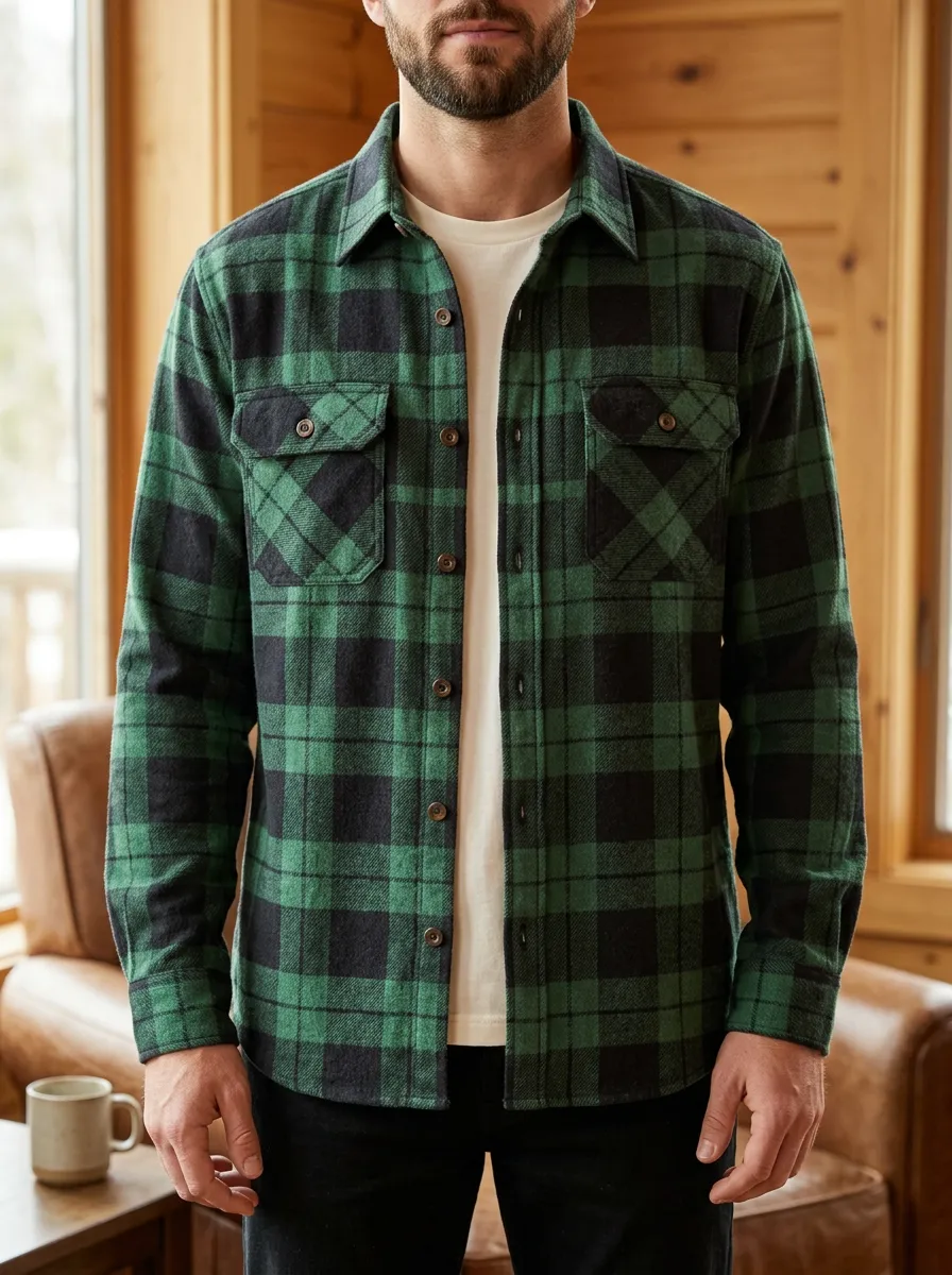 Forest Twin Pocket Patch Pocket Plaid Shirt