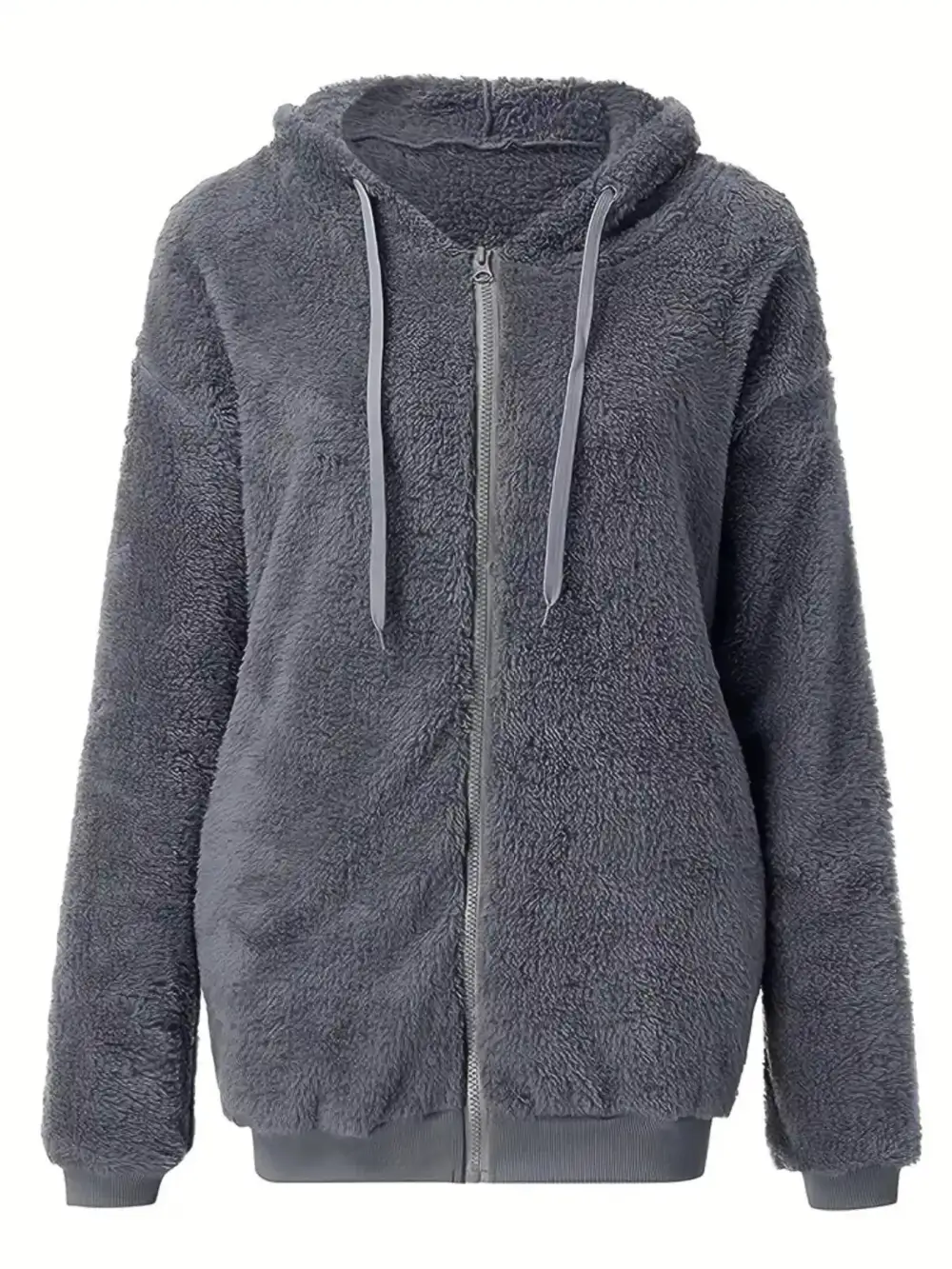 Fleece Zip-up Drawstring Outerwear