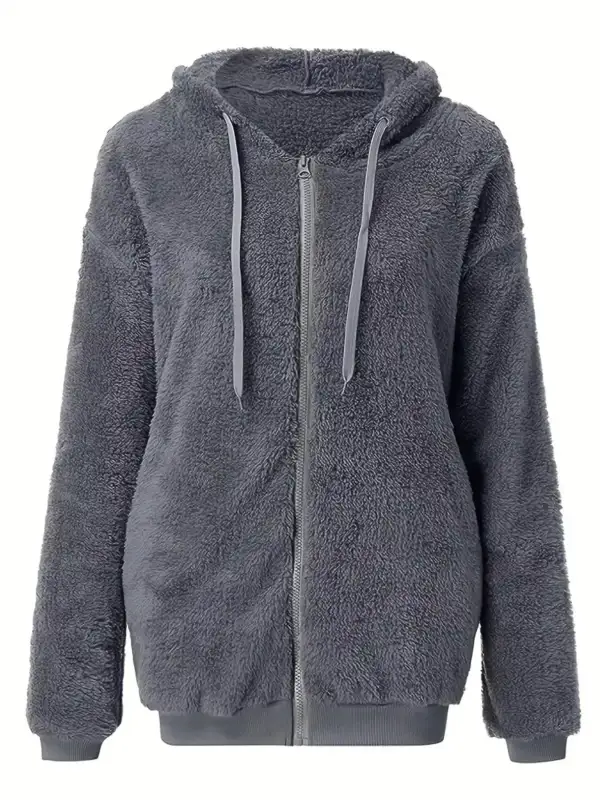 Fleece Zip-up Drawstring Outerwear