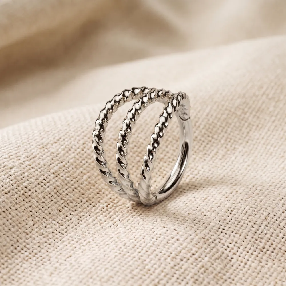 Textured Surgical-Steel Hinged Hoop Ring