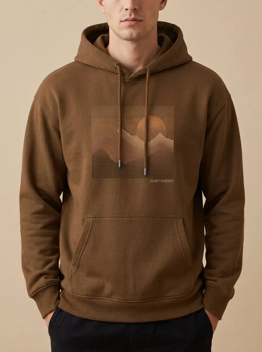 Men's Nature Lover Dotted Mountain Sunset Print Hoodie