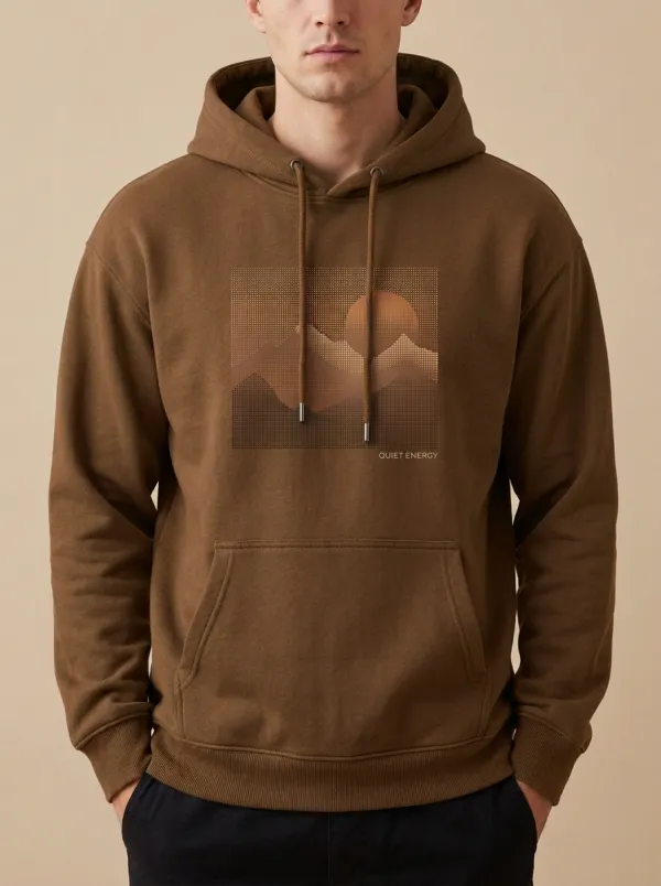 Men's Nature Lover Dotted Mountain Sunset Print Hoodie